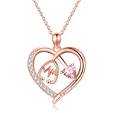 10K 14K 18K Gold Heart Birthstone Personalized Engraved Stethoscope Pendant Necklace