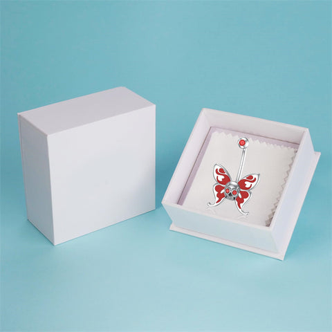 Sterling Silver Cubic Zircon Skull Butterfly Belly Button Ring for Women