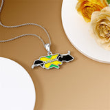 Sterling Silver Jamaica America Texas Africa Map Pendant Necklace Country Map Chain Jewelry Gifts