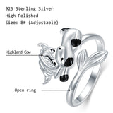 925 Sterling Silver Cute Animal Ring Adjustable Open Ring  Jewelry Gift for Women Girls