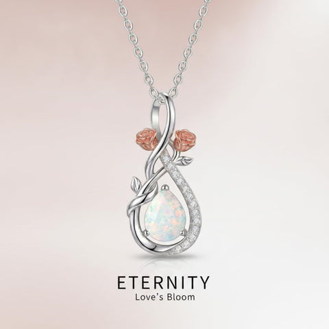 Sterling Silver Teardrop Gemstone Rose Butterfly Infinity Heart Necklace for Women