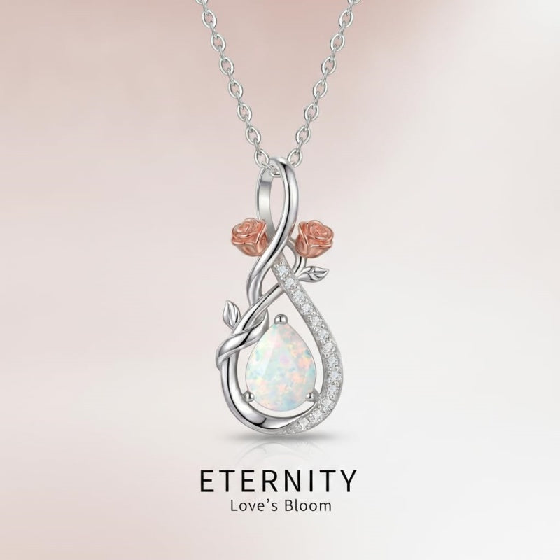 Sterling Silver Teardrop Gemstone Rose Butterfly Infinity Heart Necklace for Women