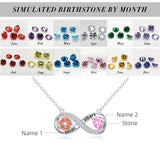 10K 14K 18K Gold Personalized Birthstone Engraved Infinity Rose Flower Pendant Necklace