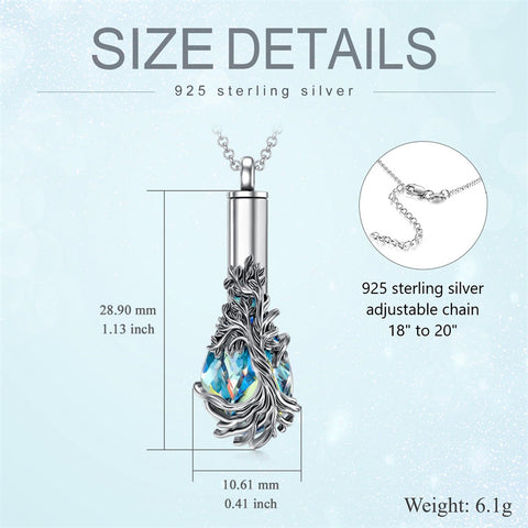 Sterling Silver Teardrop Crystal Butterfly Dragonfly Fox Hummingbird Phoenix Tree of Life Urn Necklaces for Ashes