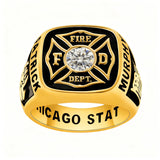 Sterling Silver 10K 14K 18K Gold Custom Birthstone Pattern High School College Class Ring for Men