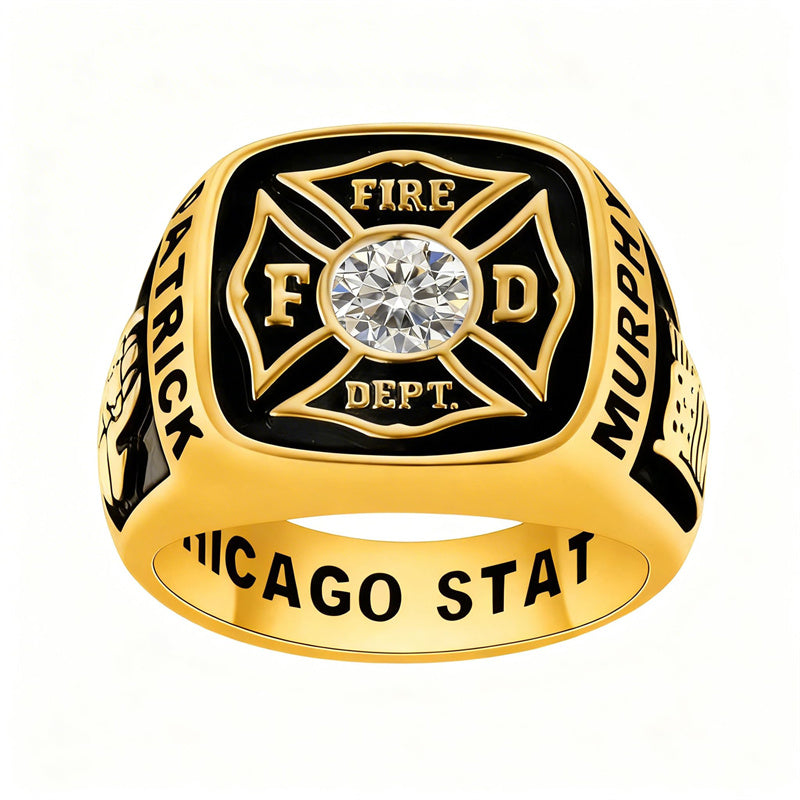 Sterling Silver 10K 14K 18K Gold Custom Birthstone Pattern High School College Class Ring for Men