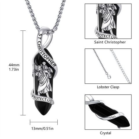 Sterling Silver Crystal Saint Michael Saint Christopher Guardian Angel Guadalupe Pendant Necklace