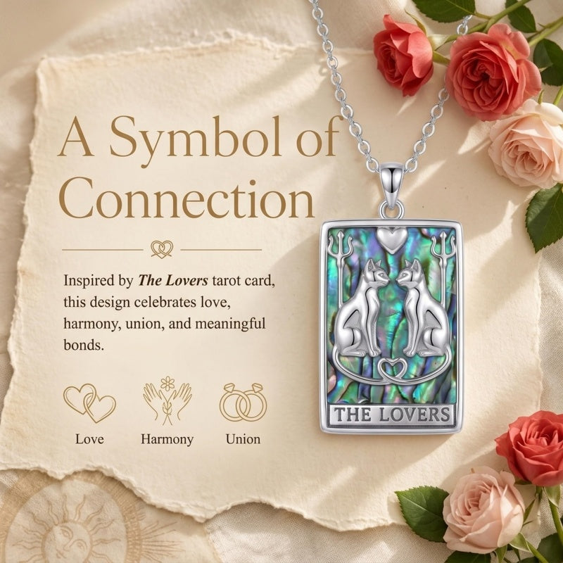 Sterling Silver Abalone Shell Tarot Card Pendant Necklace Gifts for Birthday Halloween Anniversary Valentine’s Day