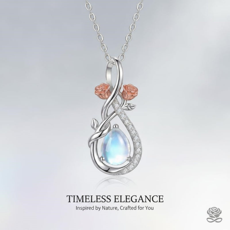 Sterling Silver Teardrop Gemstone Rose Butterfly Infinity Heart Necklace for Women