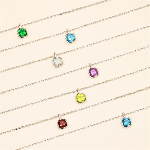 10K 14K 18K White Gold Birthstone  Flower Pendant Necklace Mothers Day Gift