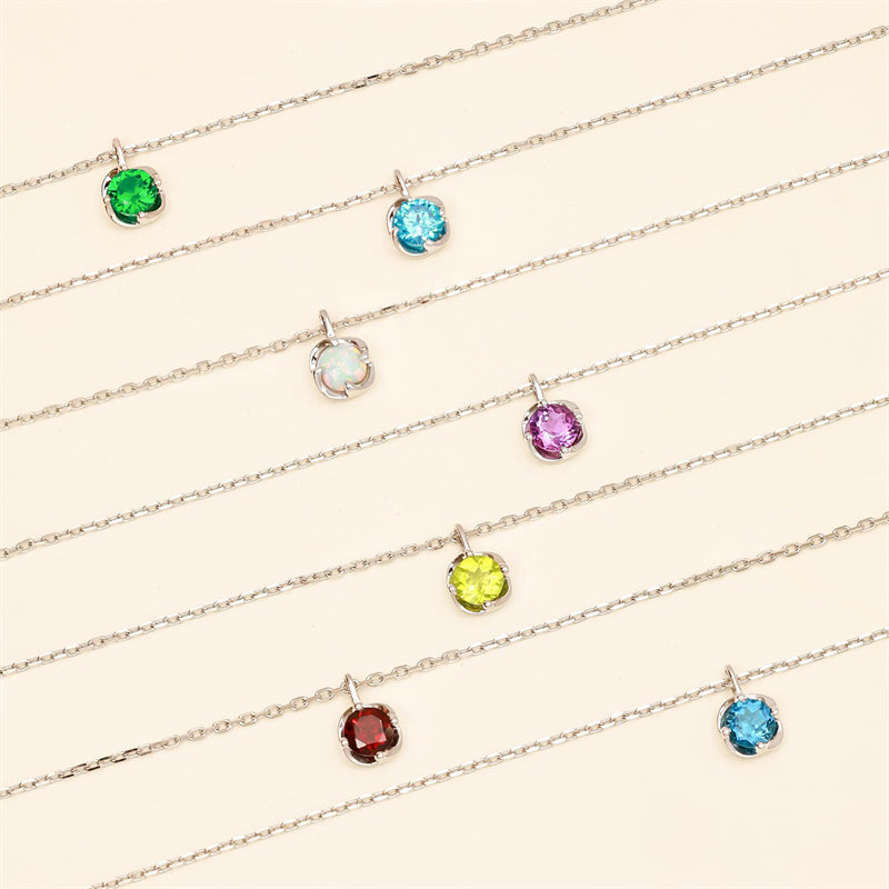 10K 14K 18K White Gold Birthstone  Flower Pendant Necklace Mothers Day Gift