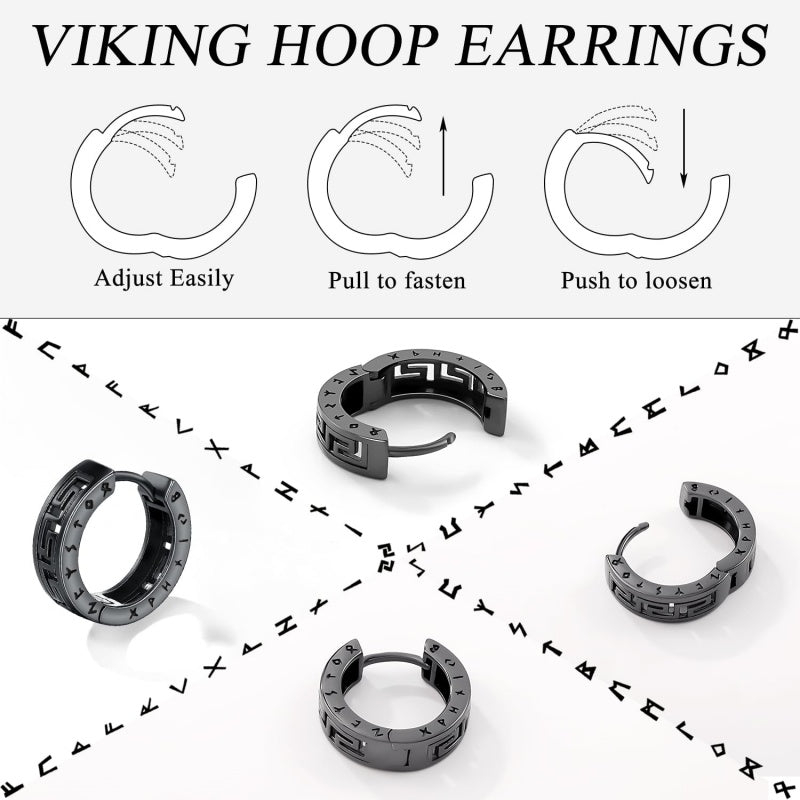 14K Gold Plated  Viking Hoop Earrings