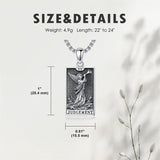 Sterling Silver Lovers Hierophant Magician Three of Swords Wheel of Fortune SkeletonTarot Card Pendant Necklace