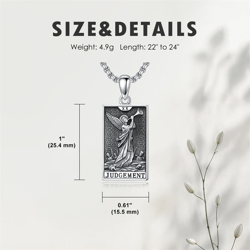 Sterling Silver Lovers Hierophant Magician Three of Swords Wheel of Fortune SkeletonTarot Card Pendant Necklace