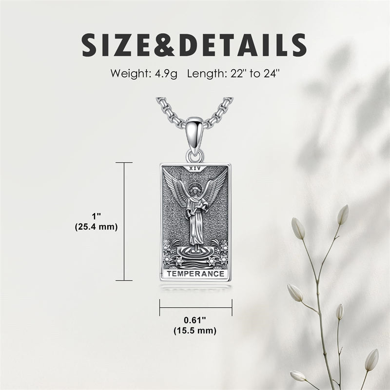 Sterling Silver Lovers Hierophant Magician Three of Swords Wheel of Fortune SkeletonTarot Card Pendant Necklace