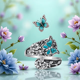 Sterling SilverMustard Seed Turtle Ocean Butterfly Dragonfly Turquoise Adjustable  Spoon Ring Spoon Jewelry for Women
