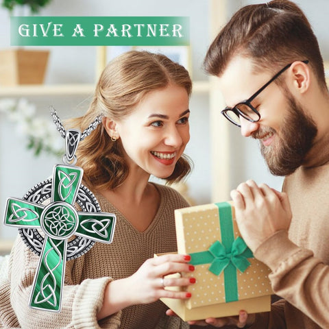 14K Gold Plated Celtic Vikin Cross Pendant Necklace Irish Jewelry Religious Protective Gift