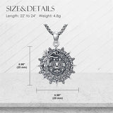 Sterling Silver Mictlantecuhtli Quetzalcoatl Tezcatlipoca Skull Pendant Necklace Aztec Jewelry