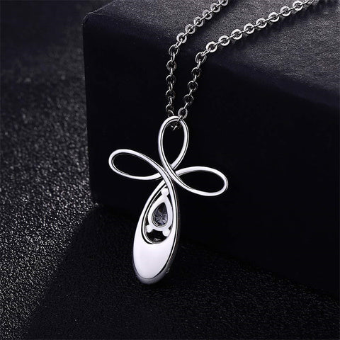 925 SterlingSilver Cremation  Infinity Cross Urn Necklace Urn Necklace Memorial Keepsake Memory Pendant Jewelry Gifts