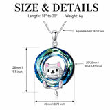 Sterling Silver Blue Crystal  Tree of Life Raccoon Bunny Cat Corgi  Pendant  Necklace  Anniversary Birthday Gifts