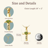 14K Gold Plated Heart Birthstone Cross Necklace for Women Engraved with Faith