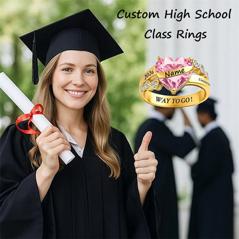 Copper Custom Birthstone  Name  Class Ring for Women