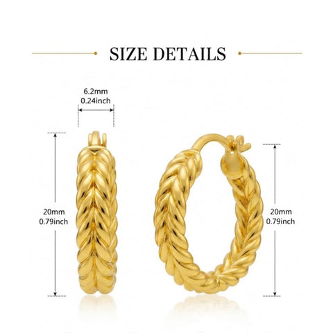 14K Gold Plated Hoop Earrings Jewelry Gift for Birthday Anniversary Mother's Day