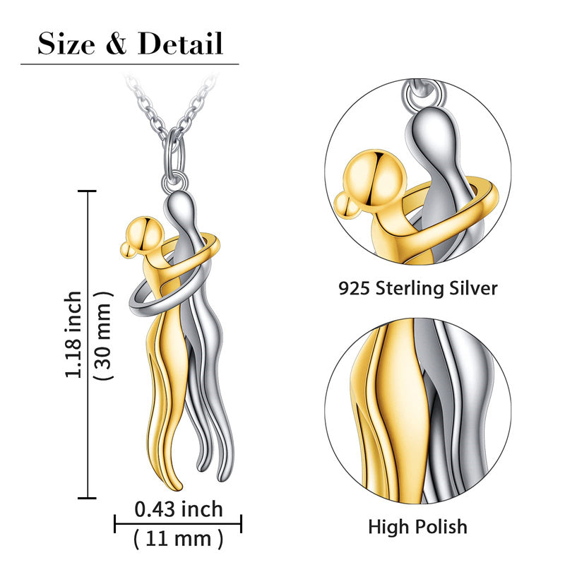 Sterling Silver Hug Couple Pendant Necklace Gift– romanticwork
