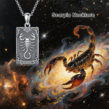 Sterling Silver Tarot Card 12 Zodiac Sign Pendant Necklace