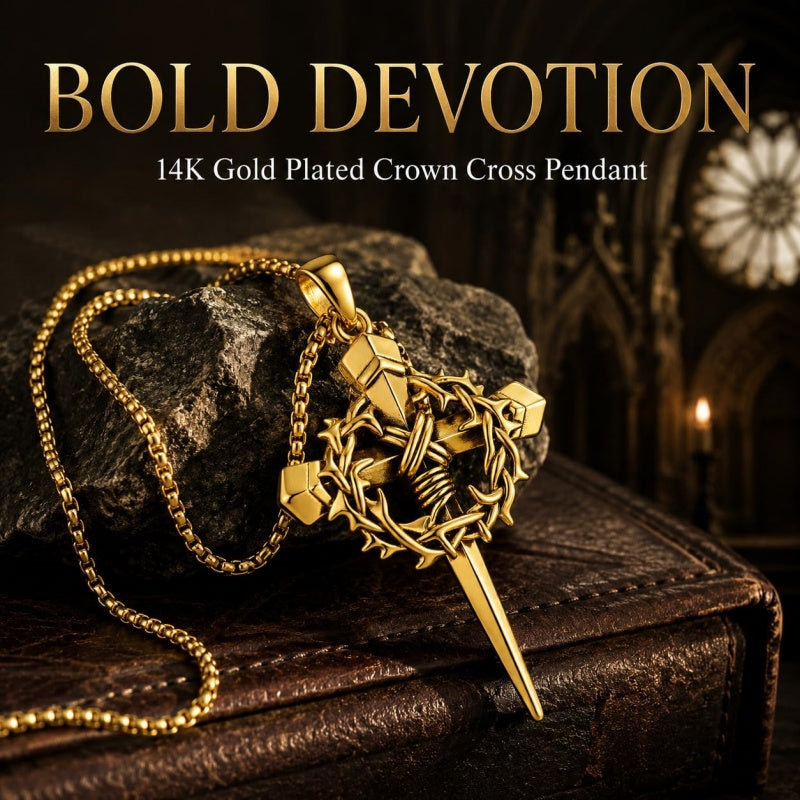 Crown of Thorns Religious Nail Cross Pendant Necklace