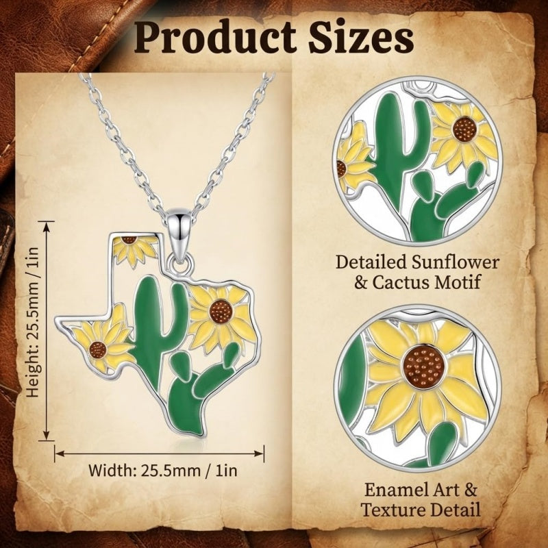 Sterling Silver  Bluebonnets Cow Skull Cowboy Hat Boot Cactus Cowgirl Texas Necklace Texas Necklace
