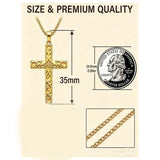 14K Gold Plated Cross Pendant Christian Necklace Baptism Religious Faith Jewelry