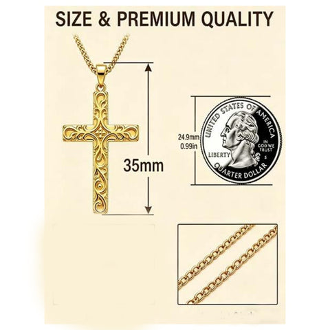 14K Gold Plated Cross Pendant Christian Necklace Baptism Religious Faith Jewelry