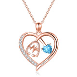 10K 14K 18K Gold Heart Birthstone Personalized Engraved Stethoscope Pendant Necklace