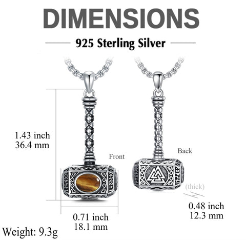Sterling Silver Thors Hammer Urn Necklace for Ashes