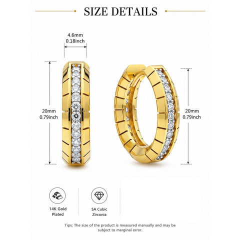 14K Gold Plated Hoop Earrings Jewelry Gift for Birthday Anniversary Mother's Day