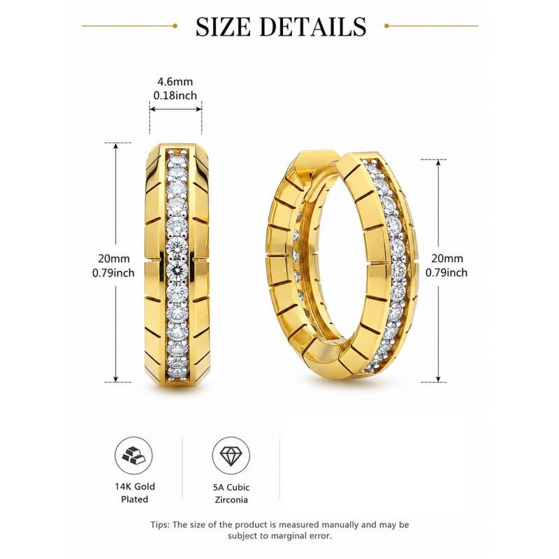 14K Gold Plated Hoop Earrings Jewelry Gift for Birthday Anniversary Mother's Day