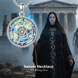 Sterling Silver Triple Moon Goddess Tetragrammaton Lilith Hecate  Pagan Wiccan Amulet Pendant Necklace