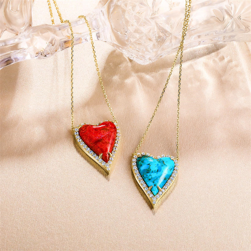 Sterling SilverTurquoise Red Coral Lapis Lazuli Malachite Paperclip Chain Necklace