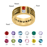 Sterling Silver 10K 14K 18K Gold Personalized Birthstone Pattern Class Ring for Men