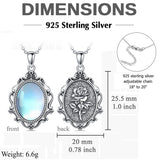 Sterling Silver Blue Sandstone Moonstone Turquoise Obsidian Vintage Rose Pendant Necklace