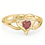 Sterling Silver Personalized Birthstone Engraved Heart Infinity Ring