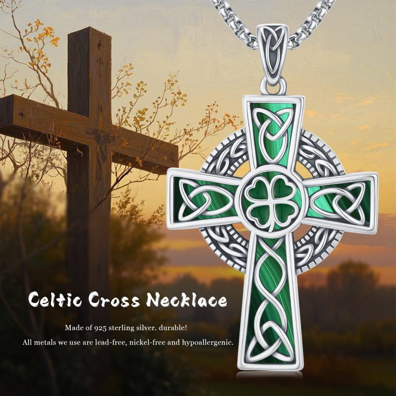 14K Gold Plated Celtic Vikin Cross Pendant Necklace Irish Jewelry Religious Protective Gift