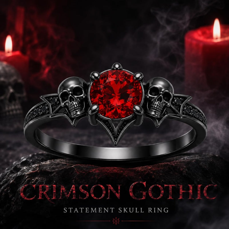 Sterling Silver 10K 14K 18K Gold Personalized Gothic Skull Ring Exquisite Spooky Jewelry for Halloween Lovers