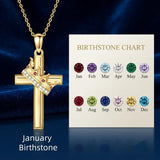 14K Gold Plated Birthstone Infinity  Cross Pendant NecklaceJewelry for Women