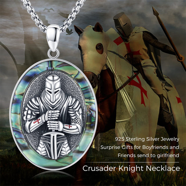 Sterling Silver Knights Templar Necklace Cross Shield Necklace with Stainless Steel Chain Men's Necklace