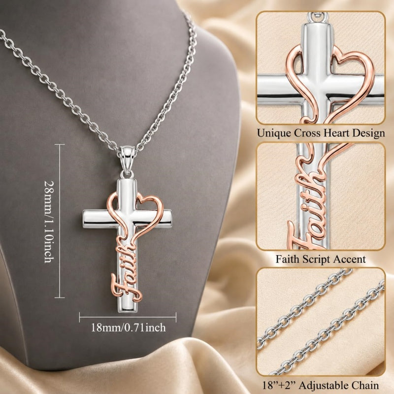 Sterling Silver Cross Pendant Necklace Gift for Anniversary Christmas
