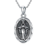 Sterling Silver Virgin Mary Goddess Amulet Pendant Necklace