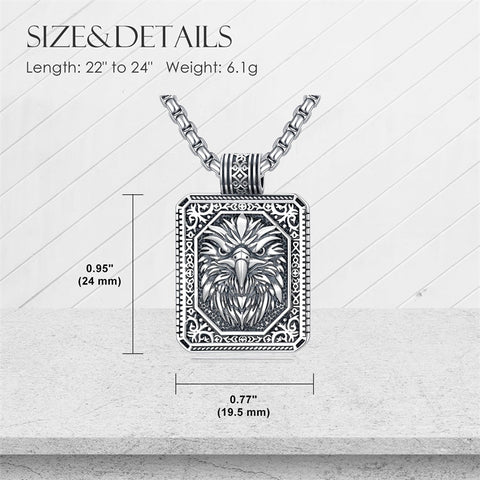 Sterling Silver Eagles Wolf Lion Pendant Necklace For Men with Stainless Steel Chain