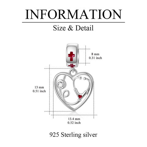 Sterling Silver Medical Stethoscope Charm Beads